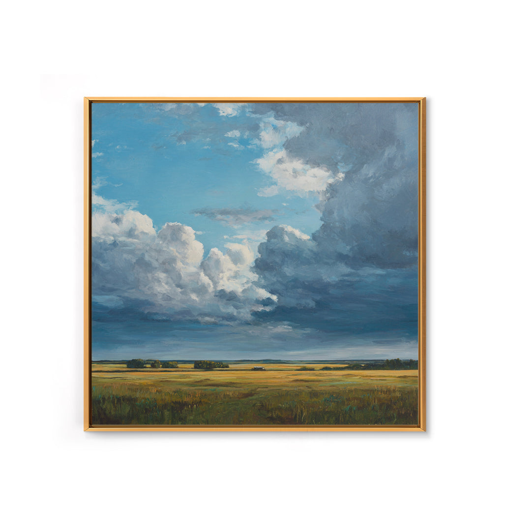 Storm Clouds over an Open Prairie Canvas Print, Landscape Art, Decor, Living Room Decor, Oil Painting, Horizon, LAN-1x1-99