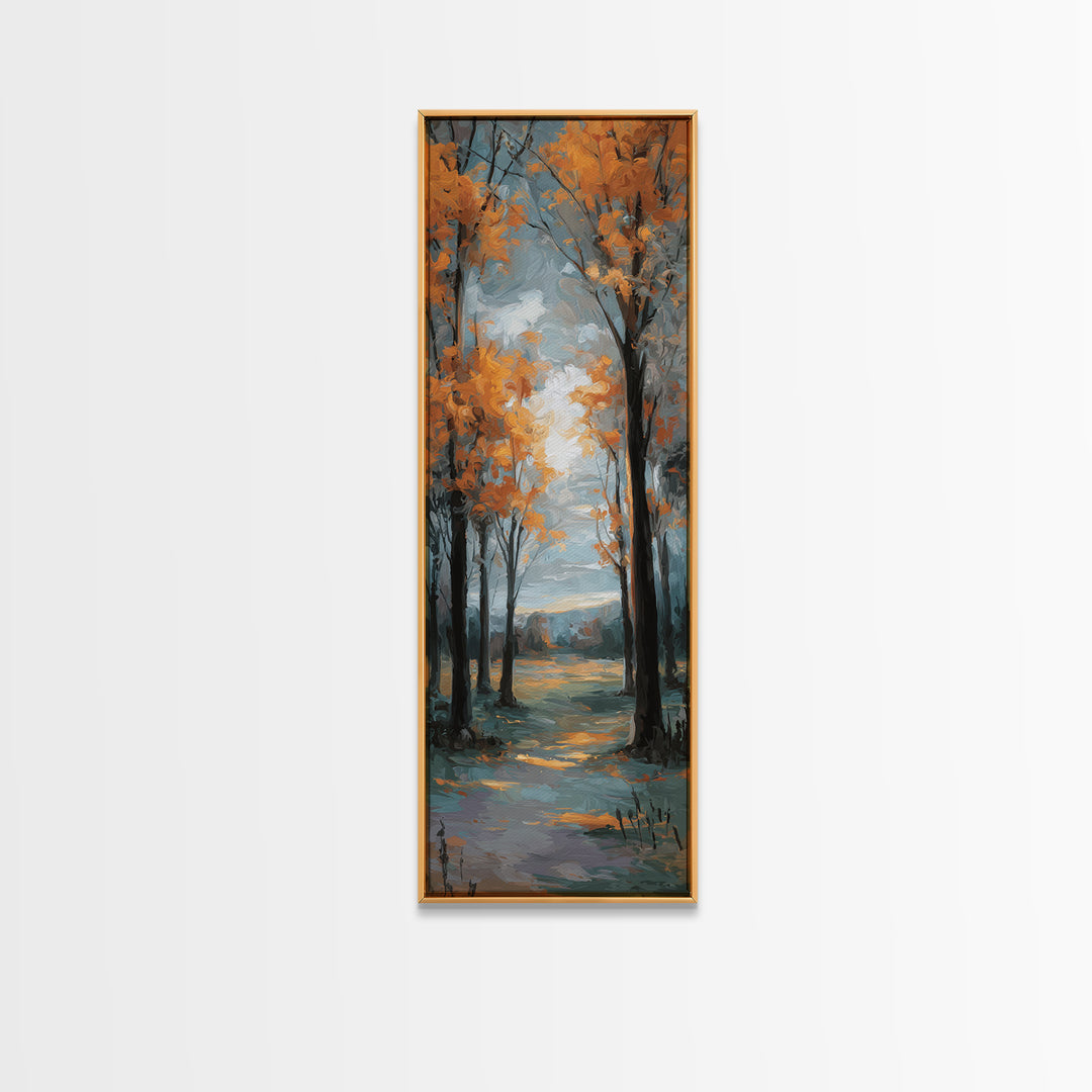 Autumn Forest Path Canvas Print, Landscape Art, Luxury Decor, Living Room Decor, Fine Art, Horizon, Digital Art, LAN-1x3-21