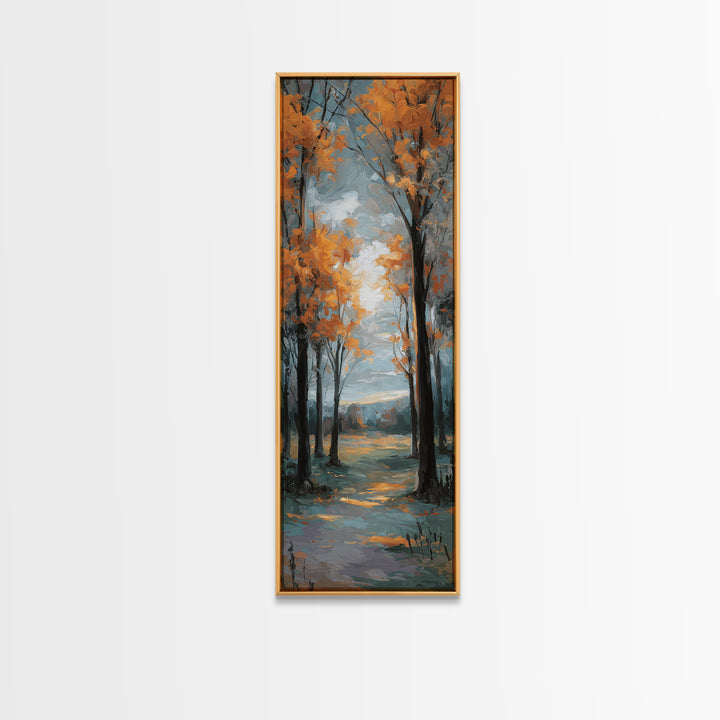 Autumn Forest Path Canvas Print, Landscape Art, Luxury Decor, Living Room Decor, Fine Art, Horizon, Digital Art, LAN-1x3-21