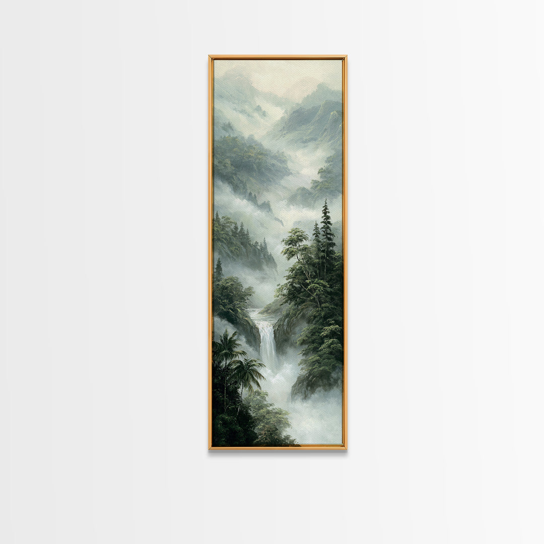 Tropical Jungle Waterfall Canvas Print, Landscape Art, Digital Prints, Living Room Decor, Fine Art, Horizon, Farmhouse Decor, LAN-1x3-28