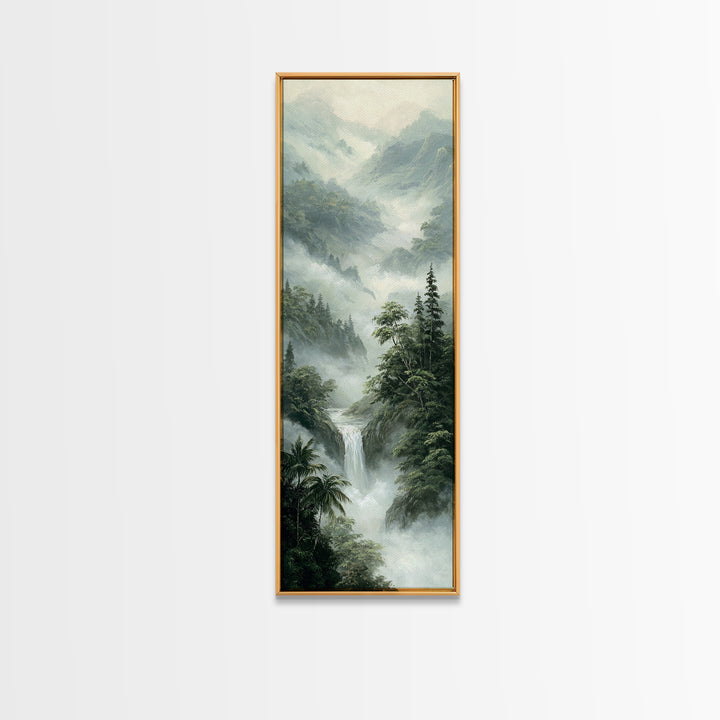 Tropical Jungle Waterfall Canvas Print, Landscape Art, Digital Prints, Living Room Decor, Fine Art, Horizon, Farmhouse Decor, LAN-1x3-28