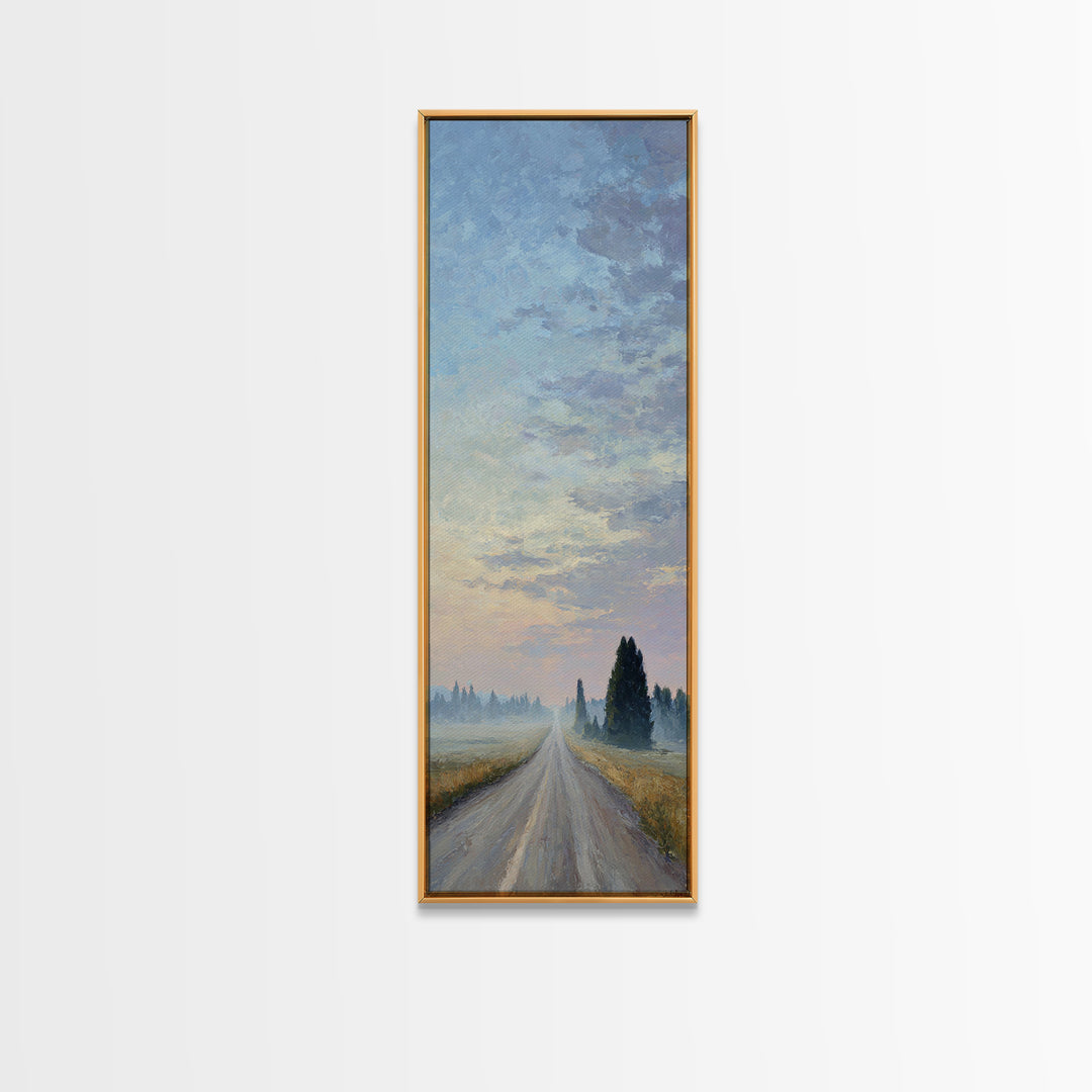 Old Country Road Canvas Print, Landscape Art, Farmhouse Decor, Living Room Decor, Fine Art, Horizon, Floral Wall Art, LAN-1x3-56