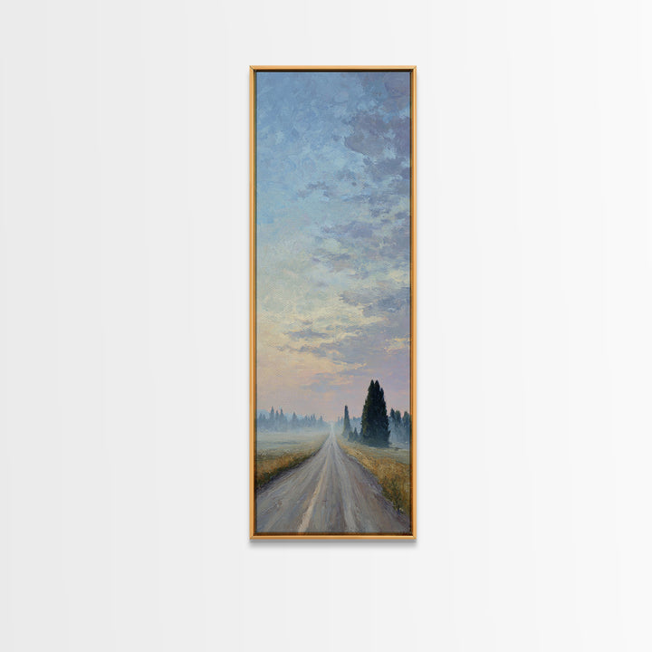Old Country Road Canvas Print, Landscape Art, Farmhouse Decor, Living Room Decor, Fine Art, Horizon, Floral Wall Art, LAN-1x3-56