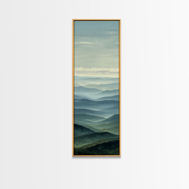 Rolling Green Hills Framed Canvas Print, Landscape Art, Luxury Decor, Living Room Decor, Fine Art, Horizon, Digital Art, LAN-1x3-66