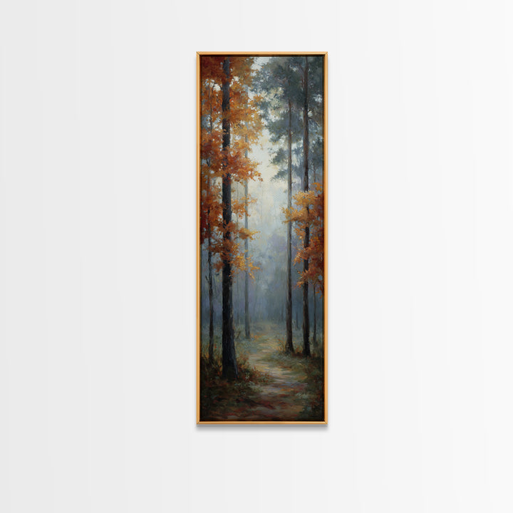 Autumn Forest Path Framed Canvas Print, Landscape Art, Wall Art, Living Room Decor, Fine Art, Horizon, Framed Wall Art, LAN-1x3-69