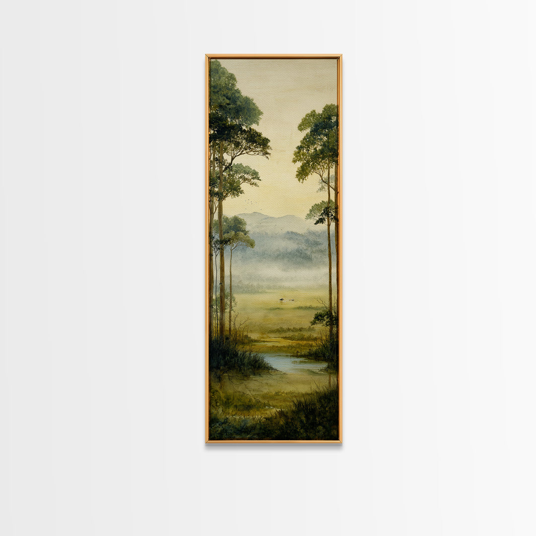 Misty Cypress Swamp Canvas Print, Landscape Art, Boho Decor, Living Room Decor, Fine Art, Horizon, Art Prints, Digital Art, LAN-1x3-82