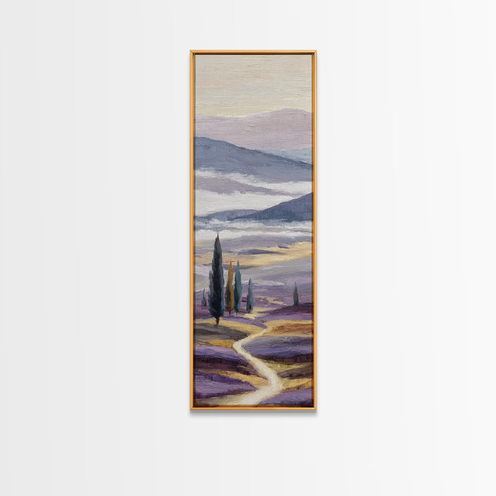 Lavender Field Leading to Distant Hills Canvas Print, Landscape Art, Room Decor, Living Room Decor, Fine Art, Horizon, LAN-1x3-94
