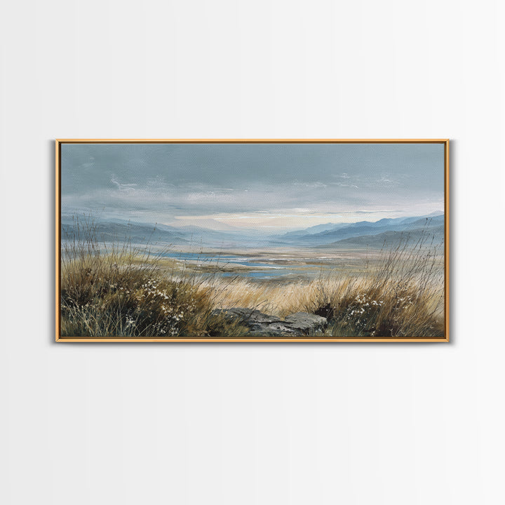 Rocky Scottish Highland Framed Canvas Print, Landscape Art, Art Prints, Living Room Decor, Fine Art, Horizon, Abstract Wall Art, LAN-2x1-13