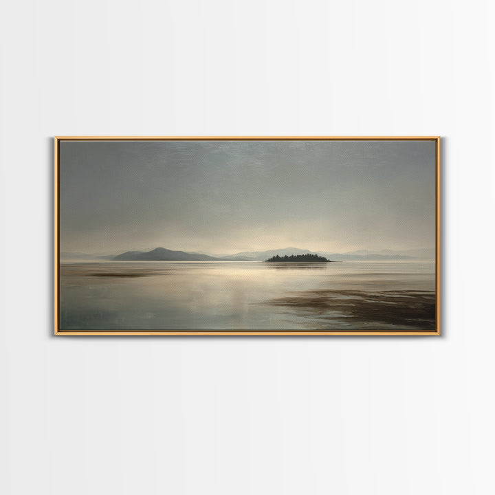 Volcanic Black Beach Framed Canvas Print, Landscape Art, Contemporary Art, Living Room Decor, Fine Art, Horizon, Original Art, LAN-2x1-34