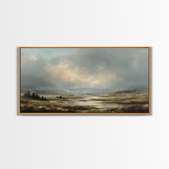 Rocky Scottish Highland Framed Canvas Print, Landscape Art, Art Prints, Living Room Decor, Fine Art, Horizon, Abstract Wall Art, LAN-2x1-37