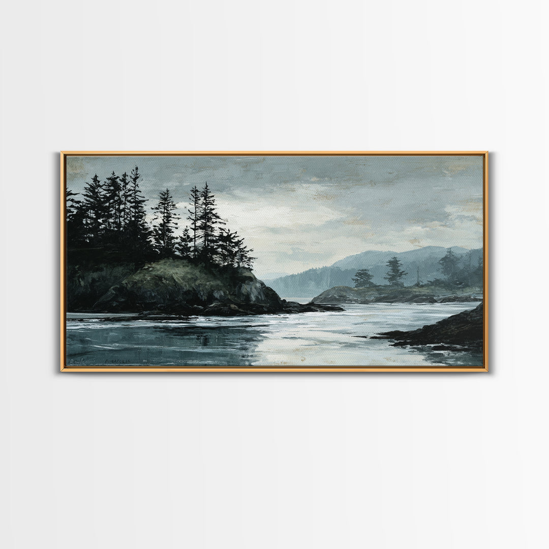 Volcanic Black Beach Canvas Print, Landscape Art, Art Prints, Living Room Decor, Fine Art, Horizon, Abstract Wall Art, LAN-2x1-58