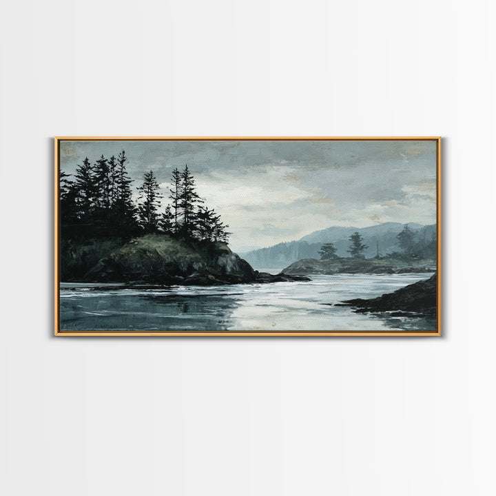 Volcanic Black Beach Canvas Print, Landscape Art, Art Prints, Living Room Decor, Fine Art, Horizon, Abstract Wall Art, LAN-2x1-58