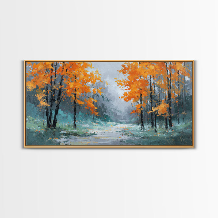 Autumn Forest Path Canvas Print, Landscape Art, Digital Print, Living Room Decor, Fine Art, Horizon, Living Room Wall Art, LAN-2x1-77