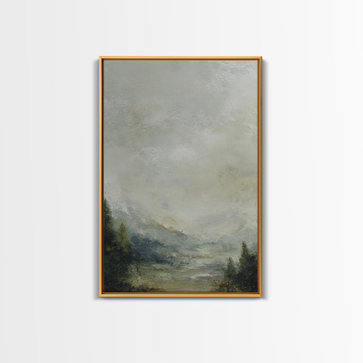 Rocky Scottish Highland Framed Canvas Print, Landscape Art, Printable Wall Art, Living Room Decor, Oil Painting, Horizon, LAN-2x3-25