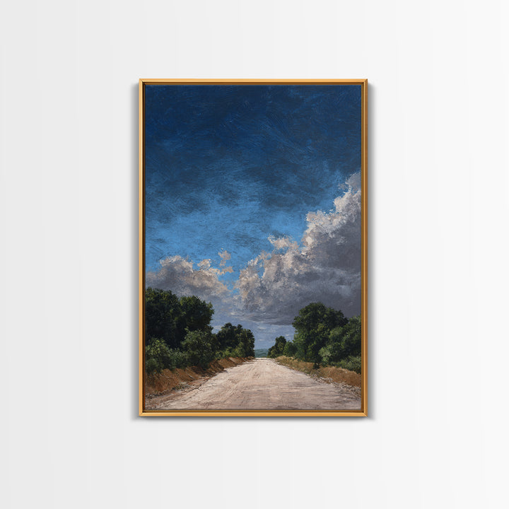 Old Country Road Framed Canvas Print, Landscape Art, Wall Decor, Living Room Decor, Fine Art, Horizon, Digital Print, LAN-2x3-52