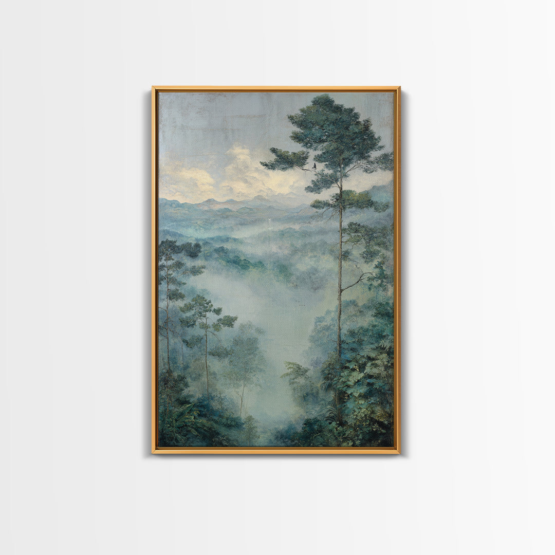 Tropical Jungle Waterfall Canvas Print, Landscape Art, Digital Art, Living Room Decor, Fine Art, Horizon, Boho Wall Art, LAN-2x3-72