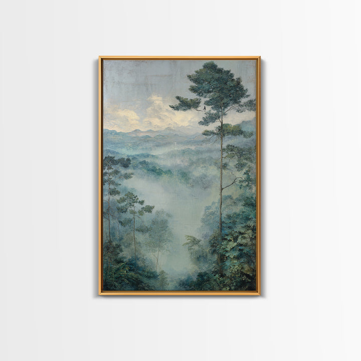 Tropical Jungle Waterfall Canvas Print, Landscape Art, Digital Art, Living Room Decor, Fine Art, Horizon, Boho Wall Art, LAN-2x3-72