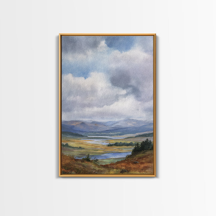 Rocky Scottish Highland Framed Canvas Print, Landscape Art, Boho Wall Art, Living Room Decor, Fine Art, Horizon, Neutral Decor, LAN-2x3-73
