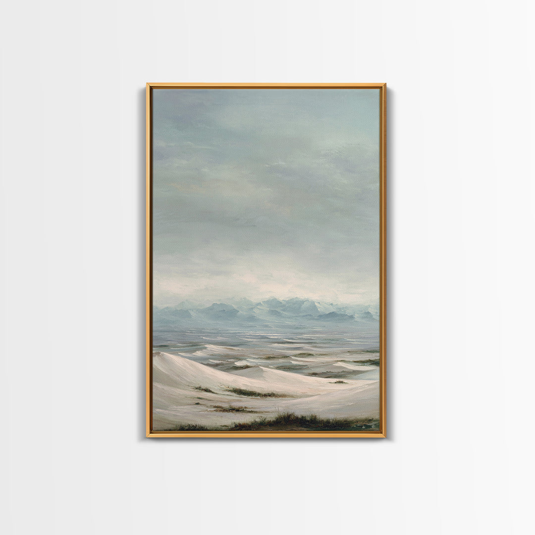 Desert Dunes under Pale Moon Canvas Print, Landscape Art, Set of 3 Prints, Living Room Decor, Fine Art, Horizon, LAN-2x3-91