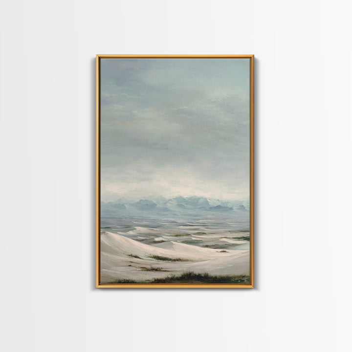 Desert Dunes under Pale Moon Canvas Print, Landscape Art, Set of 3 Prints, Living Room Decor, Fine Art, Horizon, LAN-2x3-91