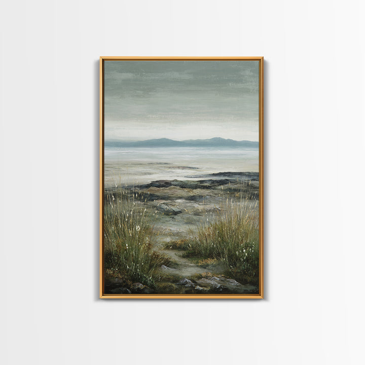 Rocky Scottish Highland Framed Canvas Print, Landscape Art, Boho Wall Art, Living Room Decor, Fine Art, Horizon, Neutral Decor, LAN-2x3-97