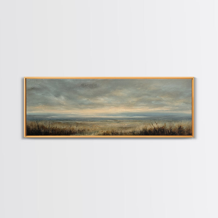 Storm Clouds over an Open Prairie Canvas Print, Landscape Art, Luxury Decor, Living Room Decor, Fine Art, Horizon, Digital Art, LAN-3x1-19