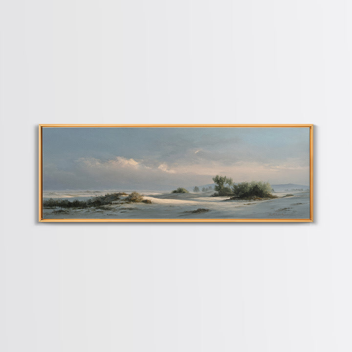 Desert Dunes under Pale Moon Canvas Print, Landscape Art, Fine Art Print, Living Room Decor, Fine Art, Horizon, Digital Prints, LAN-3x1-3