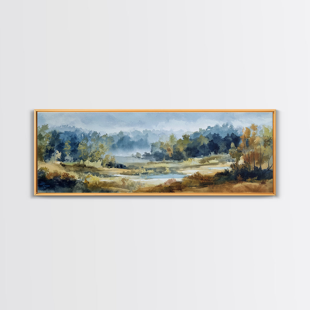 Waterfall Hidden in Dense Forest Canvas Print, Landscape Art, Wall Art Print, Living Room Decor, Fine Art, Horizon, Boho Decor, LAN-3x1-4