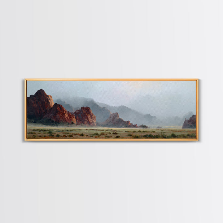 Red Canyon Walls Framed Canvas Print, Landscape Art, Gallery Decor, Living Room Decor, Fine Art, Horizon, Wall Art, Home Decor, LAN-3x1-69
