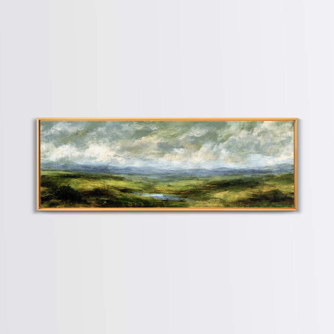 Rolling Green Hills Canvas Print, Landscape Art, Wall Art, Living Room Decor, Fine Art, Horizon, Framed Wall Art, Abstract Art, LAN-3x1-70