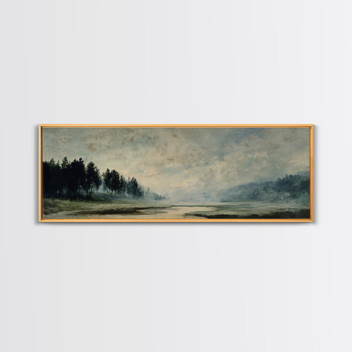 Old Country Road Framed Canvas Print, Landscape Art, Art Prints, Living Room Decor, Fine Art, Horizon, Abstract Wall Art, LAN-3x1-84