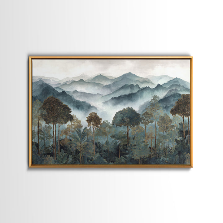 Tropical Jungle Waterfall Canvas Print, Landscape Art, Minimalist Decor, Living Room Decor, Oil Painting, Horizon, LAN-3x2-68