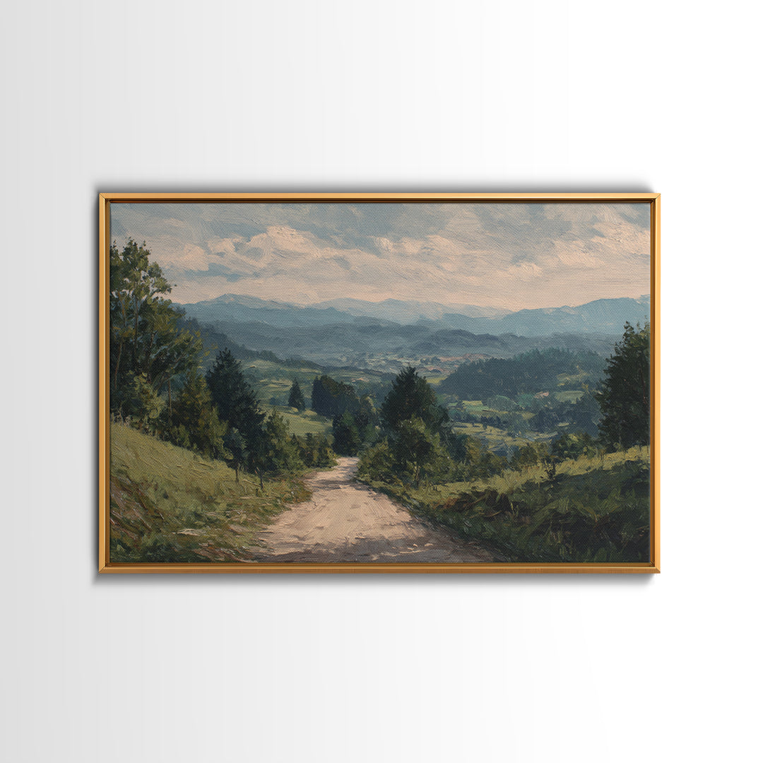 Old Country Road Canvas Print, Landscape Art, Contemporary Art, Living Room Decor, Horizon, Original Art, Framed Wall Art, LAN-3x2-72