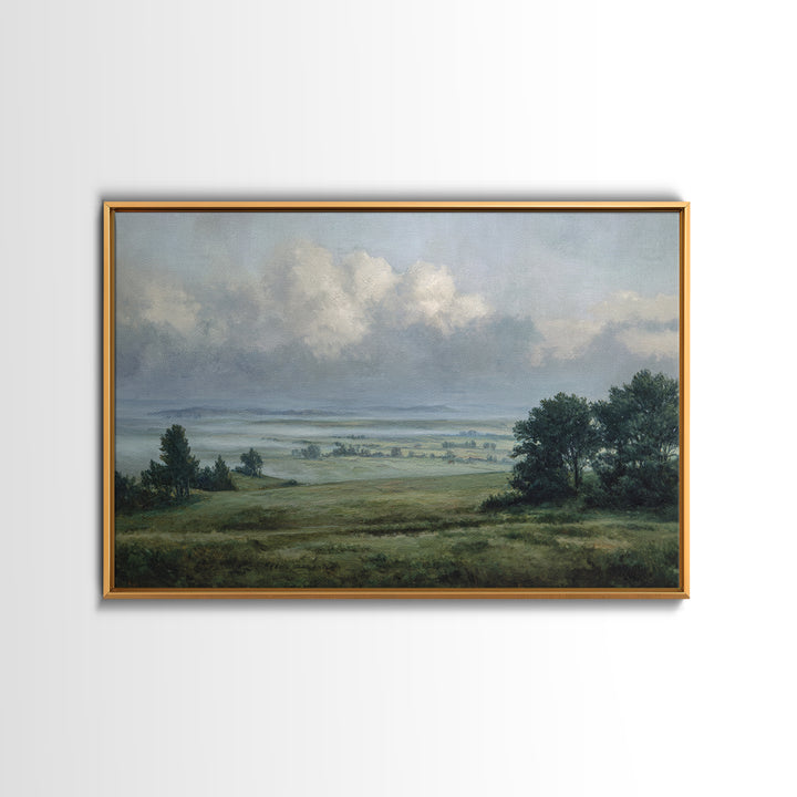 Storm Clouds over an Open Prairie Framed Canvas Print, Landscape Art, Luxury Decor, Living Room Decor, Fine Art, Horizon, LAN-3x2-79