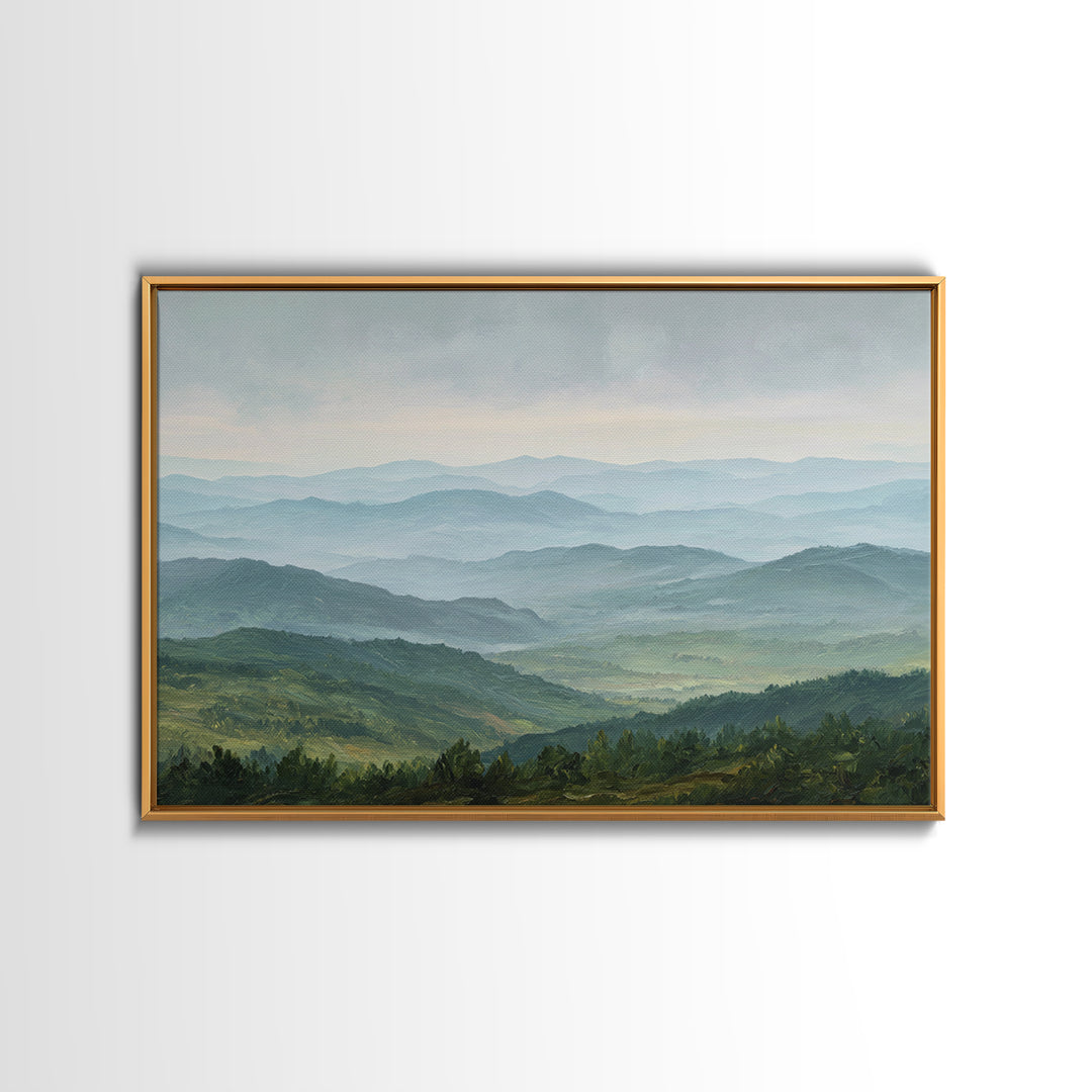 Rolling Green Hills Framed Canvas Print, Landscape Art, Floral Wall Art, Living Room Decor, Fine Art, Horizon, Minimalist Decor, LAN-3x2-82