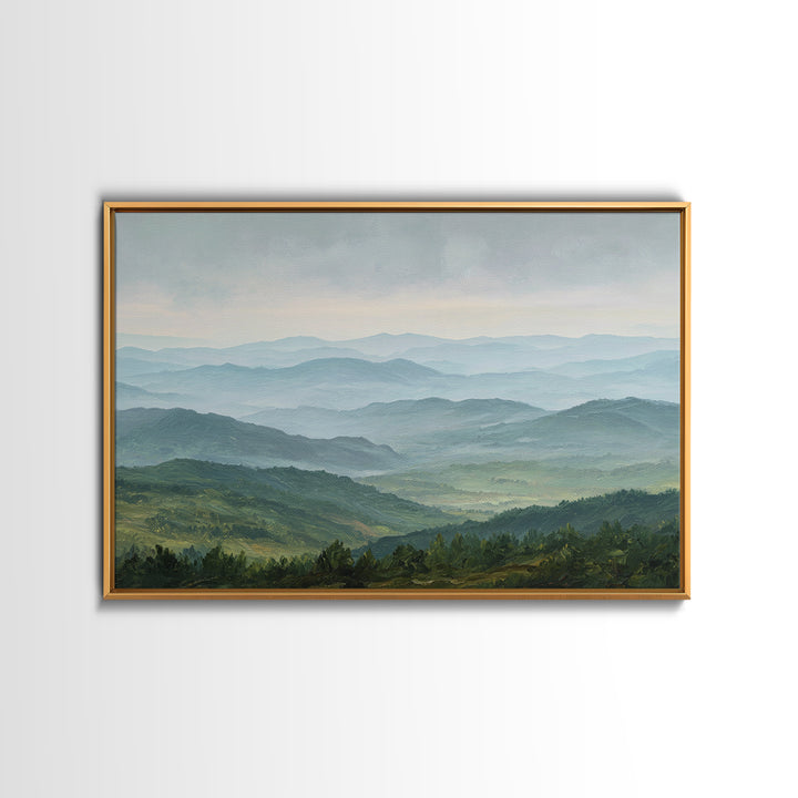 Rolling Green Hills Framed Canvas Print, Landscape Art, Floral Wall Art, Living Room Decor, Fine Art, Horizon, Minimalist Decor, LAN-3x2-82