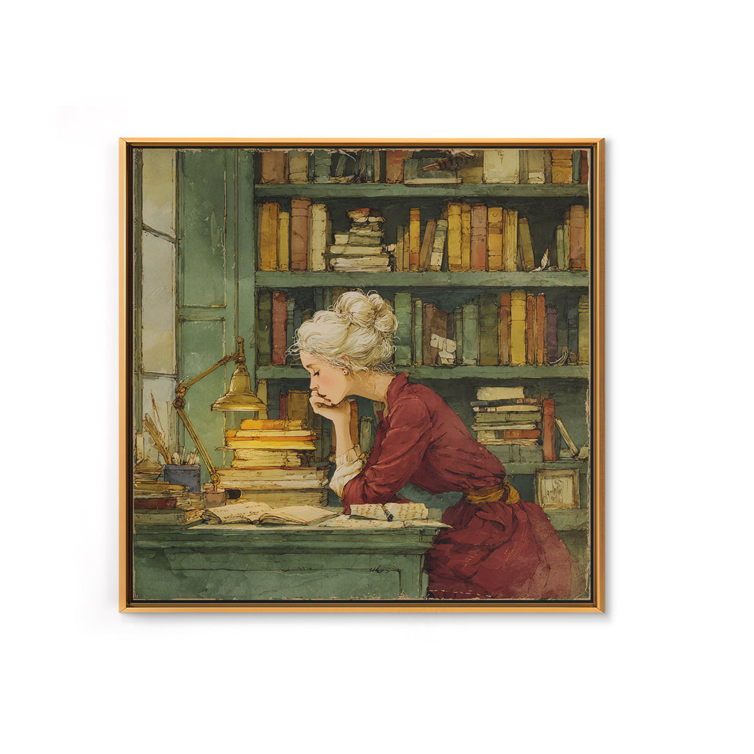 Classical Scholar Portrait Canvas Print, Library Art, Halloween Wall Decor, Library Decor, Oil Painting, Archive, LIB-1x1-10