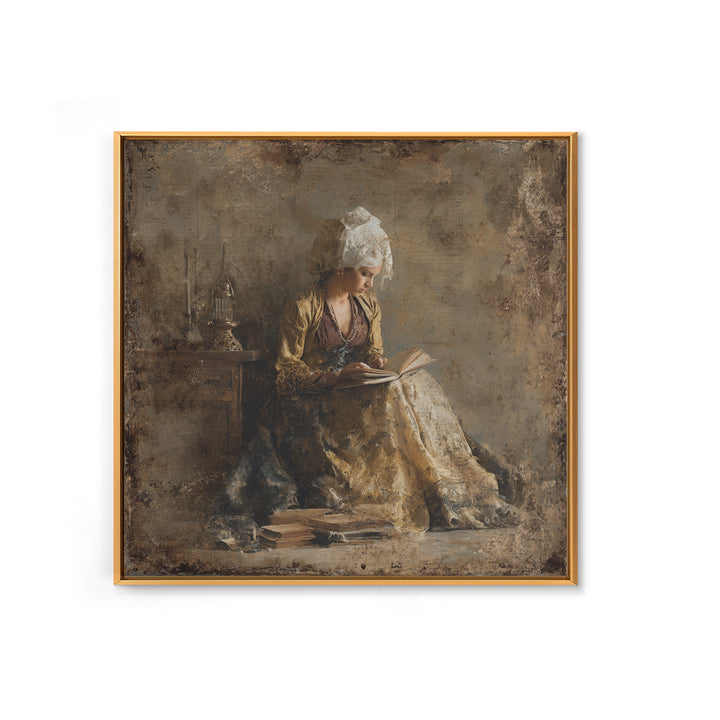 Renaissance Reading Figure Framed Canvas Print, Library Art, Gothic Wall Decor, Library Decor, Fine Art, Archive, LIB-1x1-71