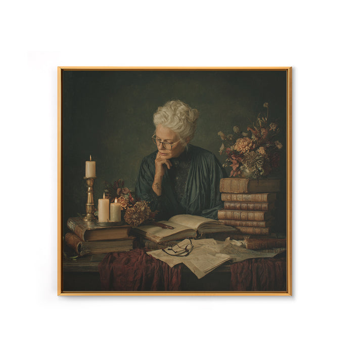 Classical Scholar Portrait Canvas Print, Library Art, Boho Decor, Library Decor, Fine Art, Archive, Digital Art, LIB-1x1-82