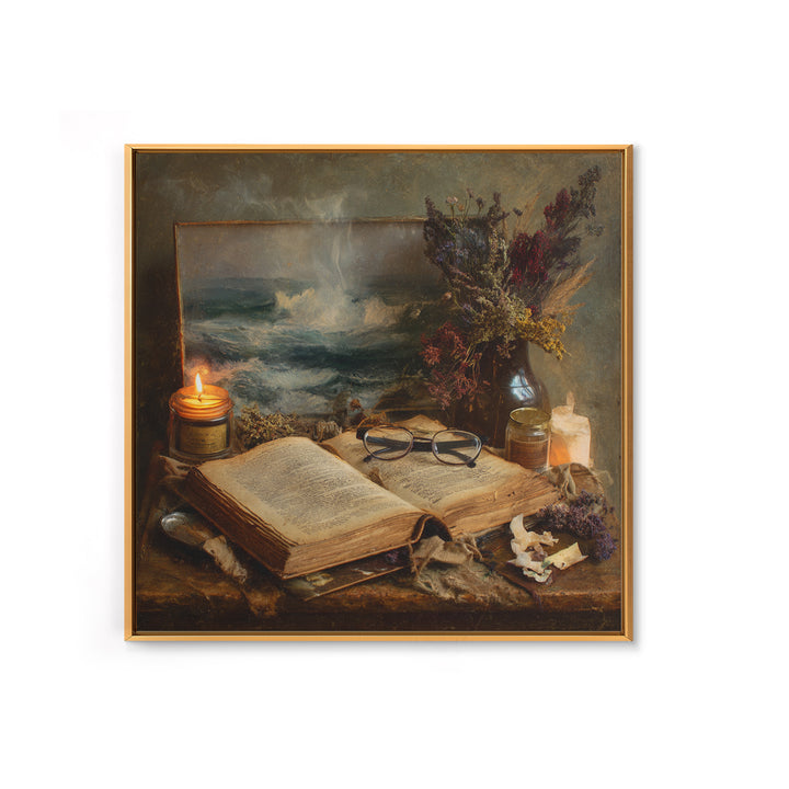 Stormy Sea Painting Inside an Open Book Canvas Print, Library Art, Neutral Decor, Library Decor, Fine Art, Archive, Home Decor, LIB-1x1-90