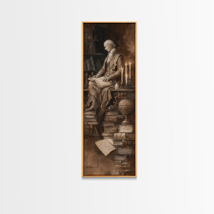 Classical Scholar Portrait Framed Canvas Print, Library Art, Modern Decor, Library Decor, Fine Art, Archive, Wall Decor, LIB-1x3-46