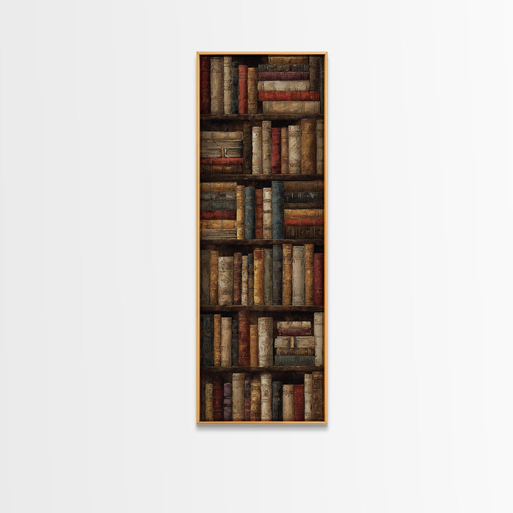 Library Shelf Pattern Framed Canvas Print, Library Art, Library Decor, Fine Art, Archive, Neutral Decor, Modern Decor, LIB-1x3-47