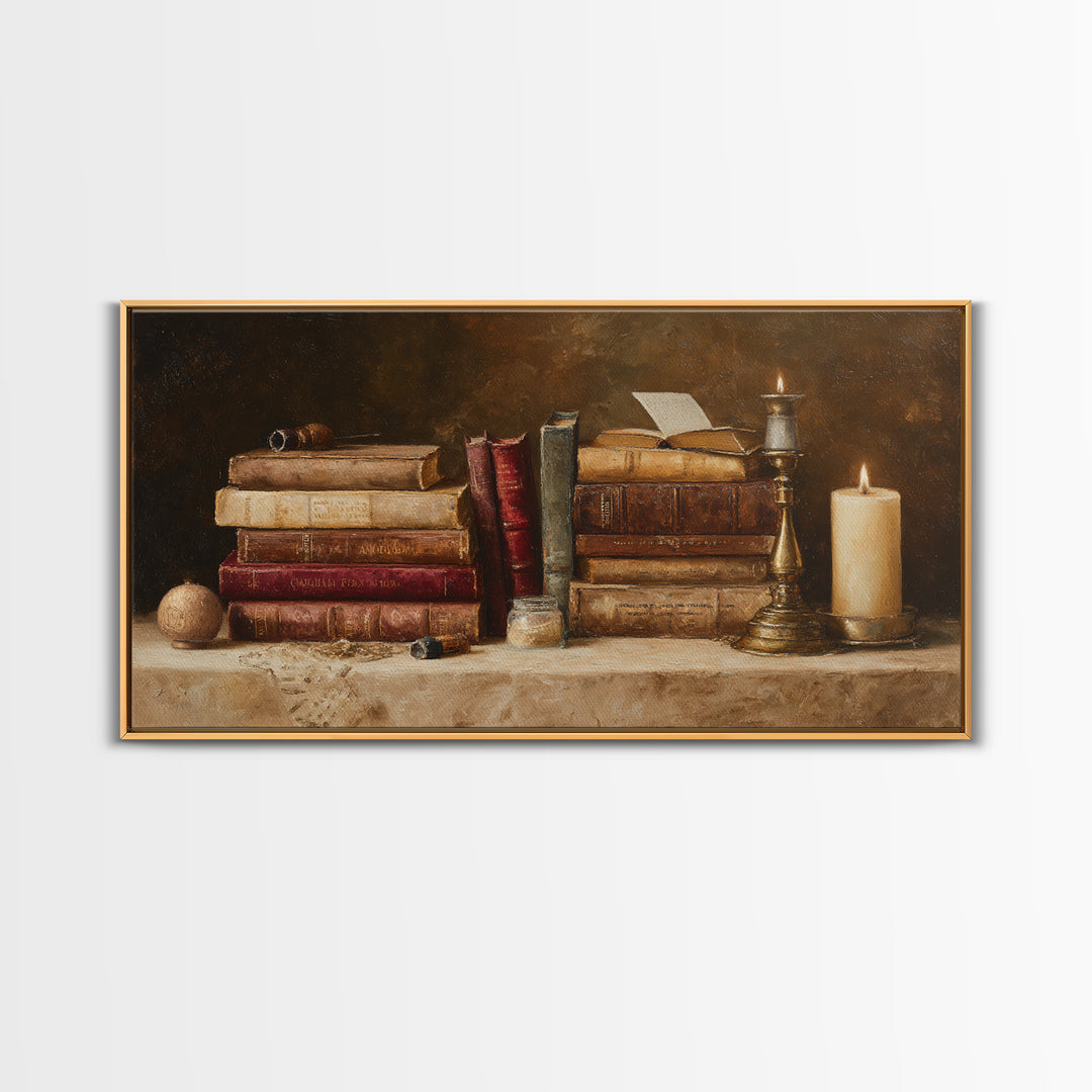 Renaissance Reading Figure Framed Canvas Print, Library Art, Printable Art, Library Decor, Fine Art, Archive, Bookish Decor, LIB-2x1-43