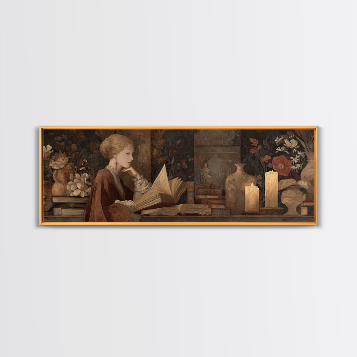 Renaissance Reading Figure Framed Canvas Print, Library Art, Gallery Decor, Library Decor, Fine Art, Archive, Wall Art, LIB-3x1-15