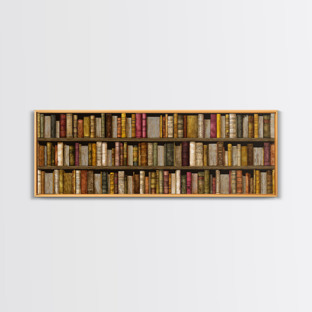 Library Shelf Pattern Canvas Print, Library Art, Fine Art Print, Library Decor, Fine Art, Archive, Painting, Digital Art, LIB-3x1-3