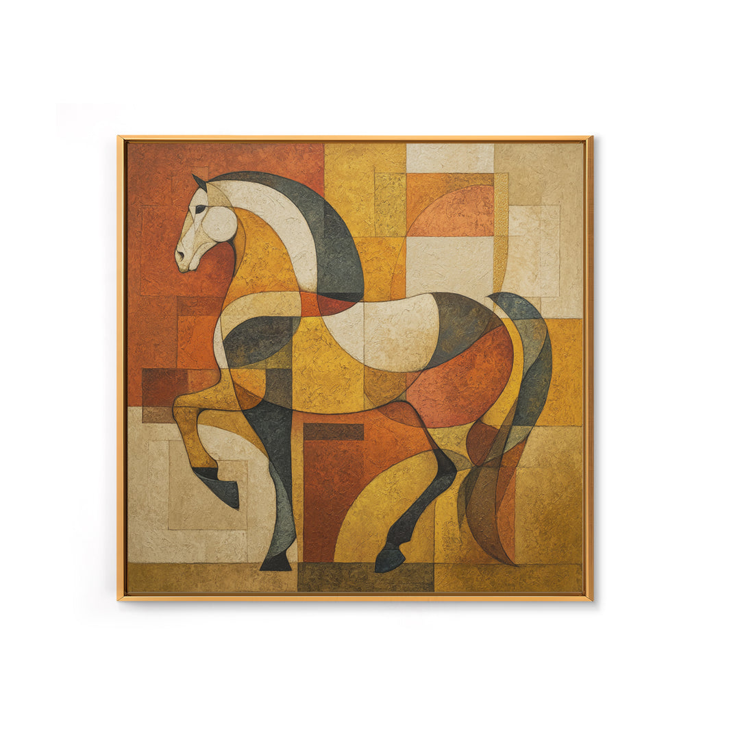 Abstract Horse Formed from Graceful Contour Framed Canvas Print, Line Art, Aesthetic Prints, Living Room Decor, Abstract Art, LIN-1x1-100