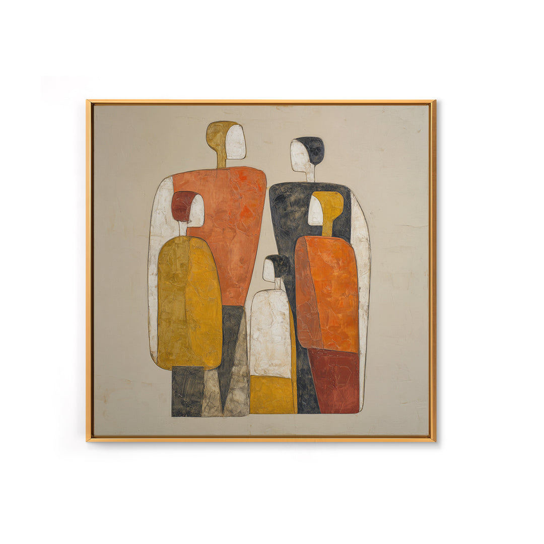Abstract Family Figures Framed Canvas Print, Line Art, Portrait from Photo, Living Room Decor, Fine Art, Line, Luxury Decor, LIN-1x1-24