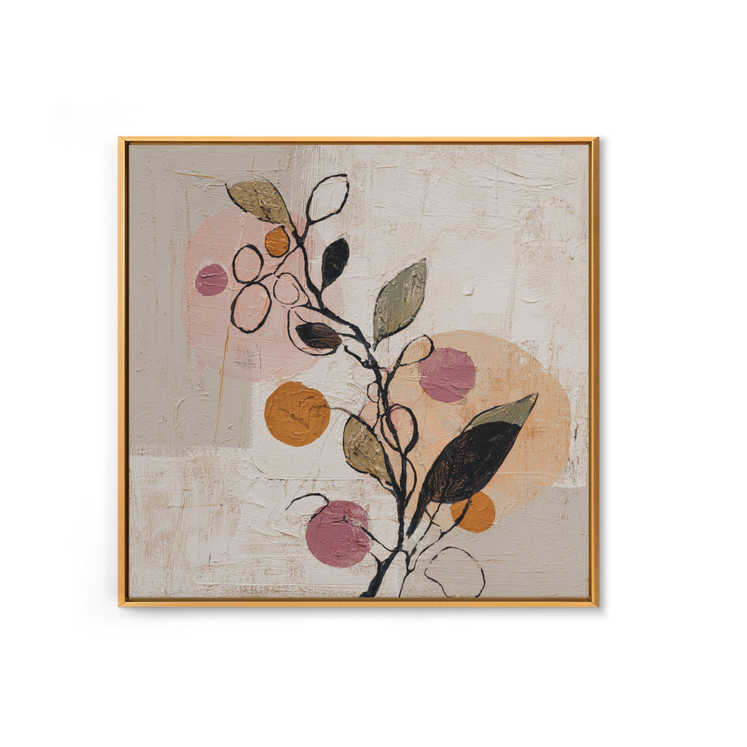 Botanical Branch Drawn Framed Canvas Print, Line Art, Modern Art, Living Room Decor, Oil Painting, Line, Neutral Decor, LIN-1x1-27