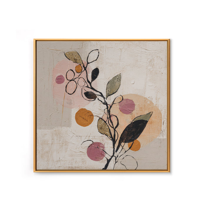 Botanical Branch Drawn Framed Canvas Print, Line Art, Modern Art, Living Room Decor, Oil Painting, Line, Neutral Decor, LIN-1x1-27