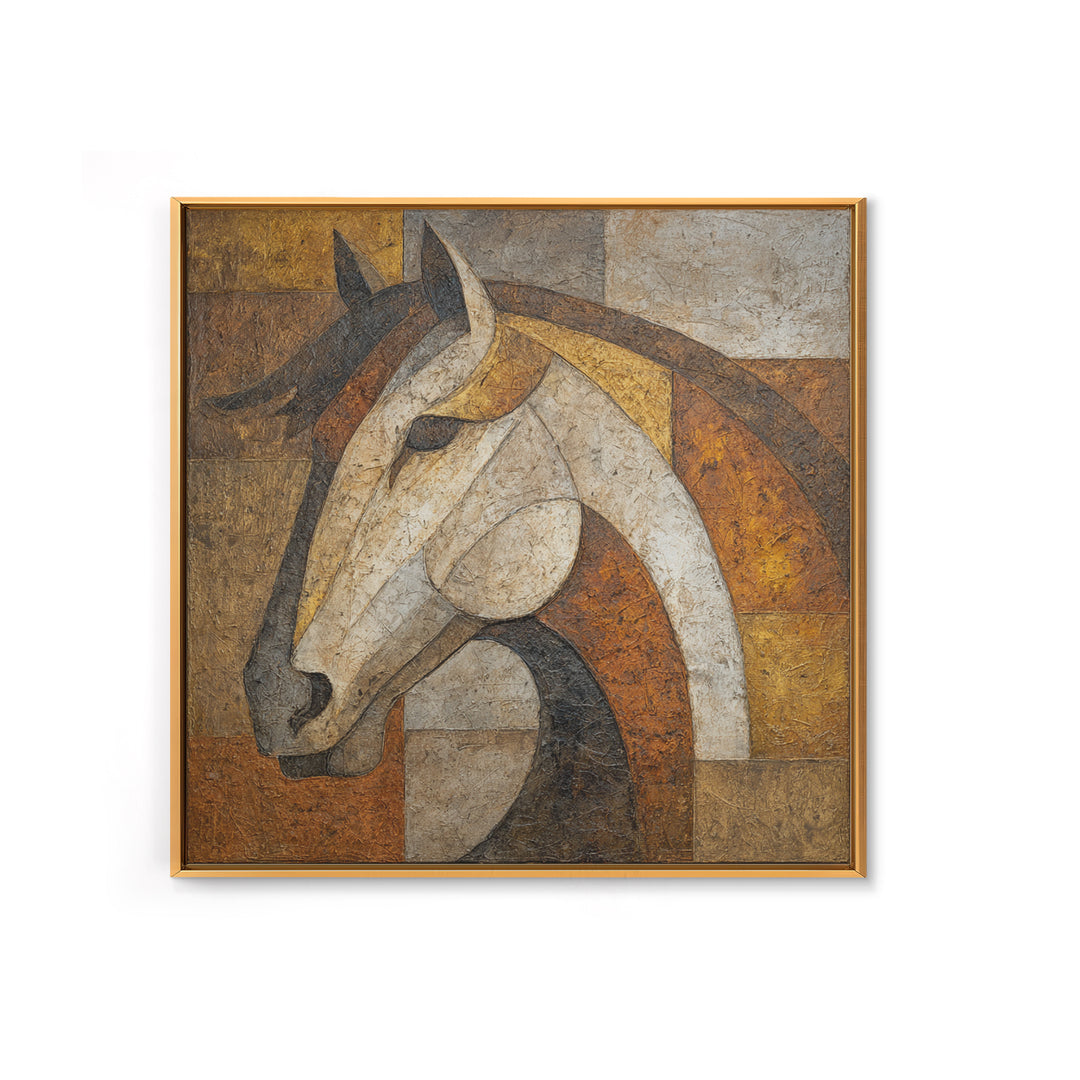 Abstract Horse Formed from Graceful Contour Framed Canvas Print, Line Art, Printable Wall Art, Living Room Decor, Line, LIN-1x1-28